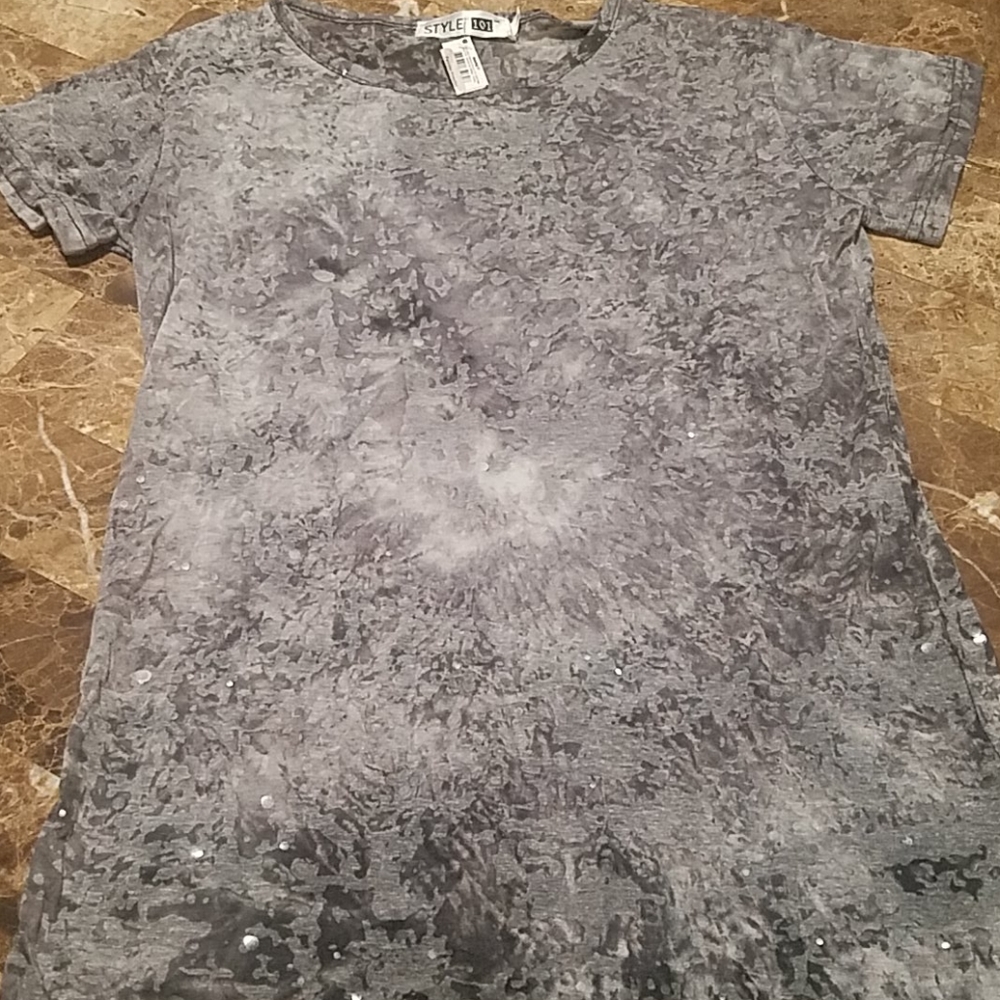 Burnout sheer sparkly tee